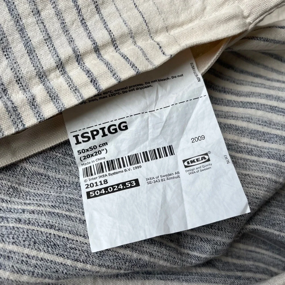 2 Ikea Cotton‎ Throw Pillow Covers Blue Natural 20x20